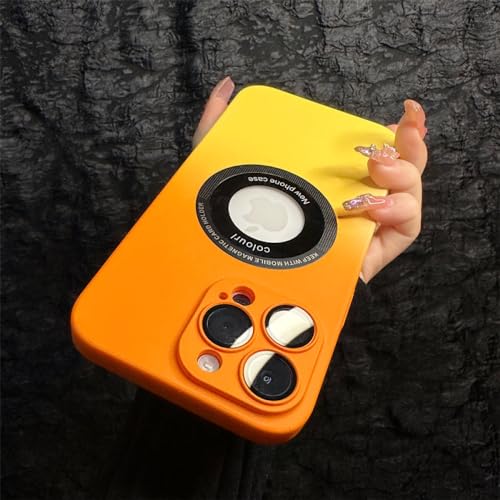 Étui magnétique iPhone 14 Plus coque PC dur mat dégradé jaune orange