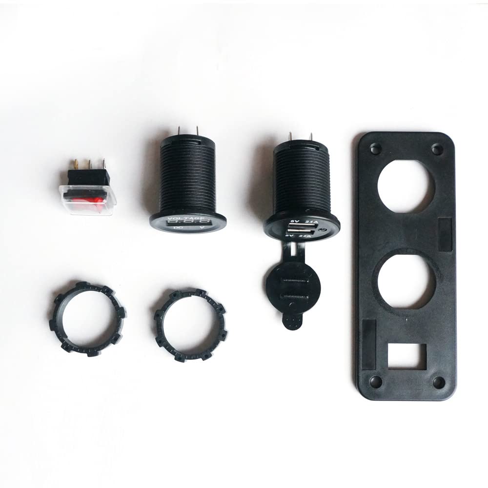 XINCOL - Toma de corriente dual USB 2.1A y 2.1A + panel de voltímetro LED con interruptor de encendido/apagado Kit DIY para coche, camión, barco, marina, RV (rojo)