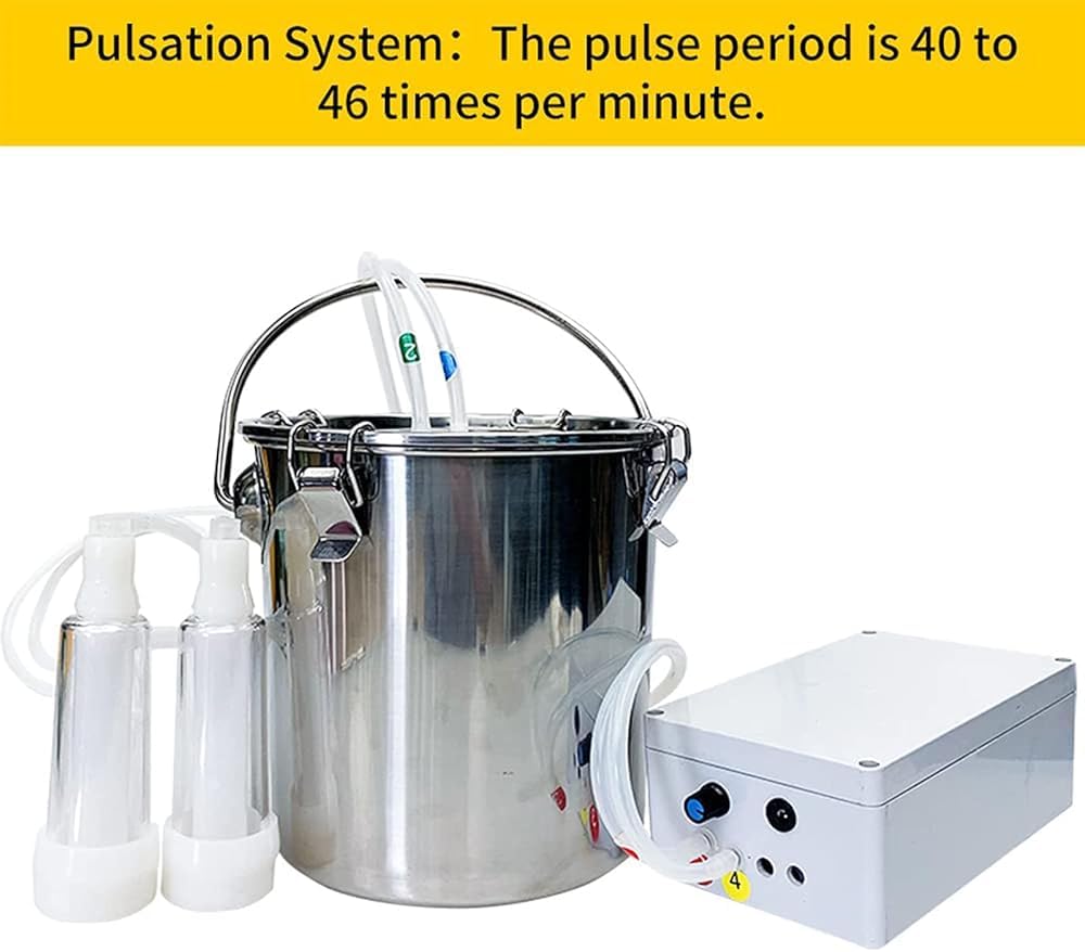 Mungitrice elettrica ricaricabile per capre e mucche - 5L/10L Mungitrice portatile con aspirazione regolabile, arresto automatico, funzionamento a batteria per piccole aziende agricole e