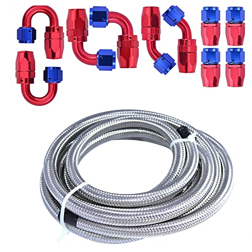 3/8 6AN 12FT Fuel Line Hose Kit, Nylon Stainless Steel Braided Fuel Line Oil/Gas/Fuel Hose End - View #11