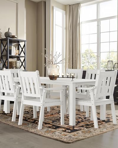 Image of YEFU Outdoor Patio Chairs Set of 2: All Weather Outdoor Dining Chairs with Wide Curved Seat and Backrest - Plastic Patio Chairs for Outside Backyard /Garden /Pool /Porch /Deck 350lbs Capacity White