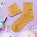 Women Glitter Ankle Socks Sparkly Metallic Solid Stockings Fashion Breathable Mid Calf Socks Stretchy Retro Holiday Stockings