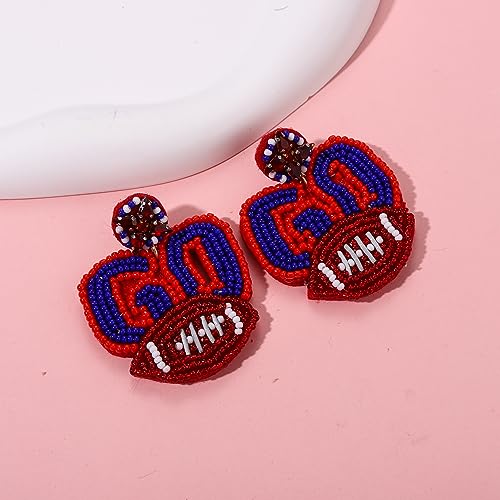 Boderier Game Day Earrings Beaded GO Football Dangle Earrings Statement Sport Game Team Earrings Spirit Fan Jewelry Gifts4