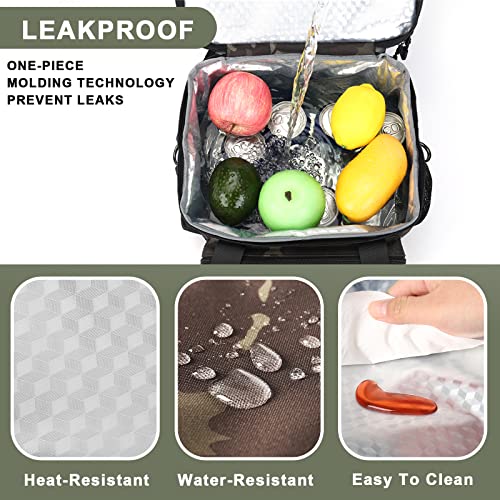 Holuxer Large Expandable Tactical Lunch Box For Men And Womens , Durable Insulated Leakproof Lunch Bag, Heavy Duty Cooler Bag For Work Outdoor Picnic Travel Office Adults, Black Camo, 15L'' #TOP3