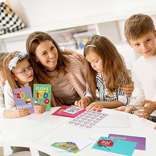 24 Set 100Th Day Of School Cards For Kids With Stickers And Envelopes Happy 100Th Day Of School Party Favor 100Th Day Of School Greeting Card For Preschool Kindergarten Primary Supplies, 8 Style #TOP4