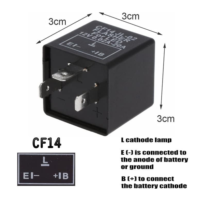 LED 12V Indicator Relay Load Independent 0.02-20A 3 Pin CF14 Electronic Flasher Relay Fits for Car Vehicle Turn Signal & Hazard Warn