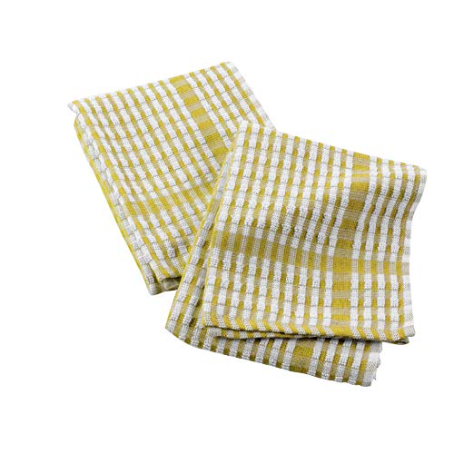 Douceur d'Intérieur, 2 Torchons (50 x 70 cm) Mineo Jaune, Eponge Mineur