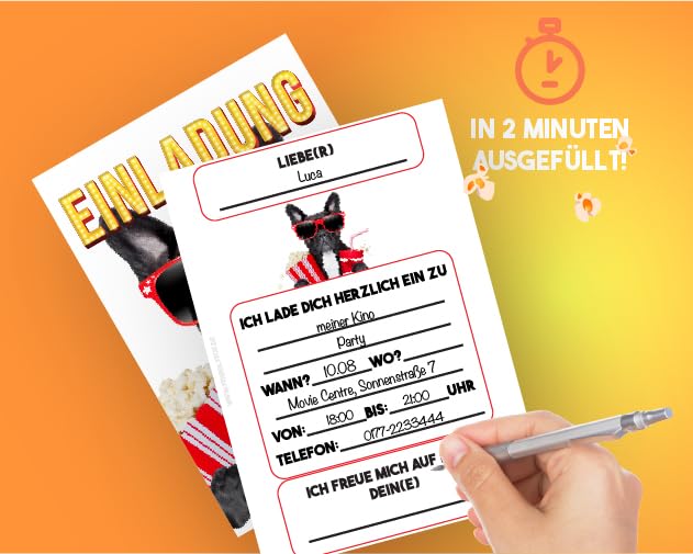 VULAVA 12 biglietti di invito cinematografici, per il compleanno dei bambini, per la festa del cinema, per bambini, per il compleanno, per il cinema, per il compleanno, per il cinema, per il
