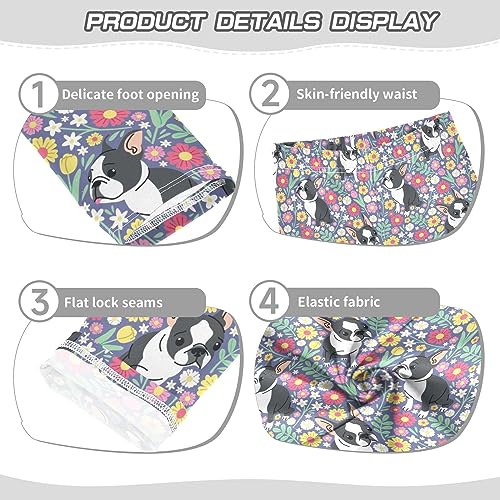 Cute French Bulldog in Floral Girls Leggings Dance Running Workout Yoga Pants3