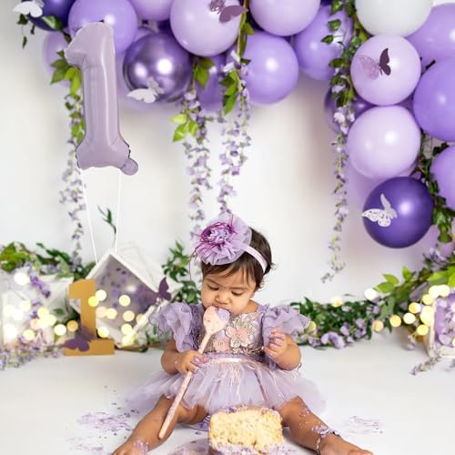 Image of TONIFUL 16 Inch 10 Pcs Light Purple 0-9 Birthday Number Balloons