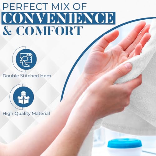 Image of DAN RIVER 6-Pack Premium Hand Towels (16x28 Inches) - 100% Cotton, Ultra Soft, Lightweight, Highly Absorbent Towels for Bathroom, Spa, Gym, Salon, Hotel, and Travel - White
