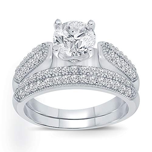La Joya Round White Simulated Cubic Zirconia Diamond Sterling Silver Solitaire Women Bridal Engagement Ring (6)