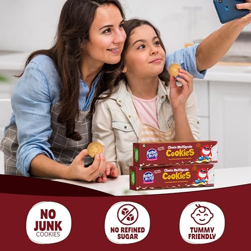 Image of BE'BE' BURP Choco Multigrain Cookies for Kids - 150gm (Pack of 2) | No Maida, No Artificial Preservatives & Flavours | Made with Organic Grains, Jaggery & Cow Ghee | Tasty & Healthy Cookies For Kids