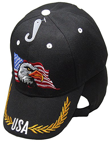 Gorra bordada Waving USA Águila calva negra miniatura 1