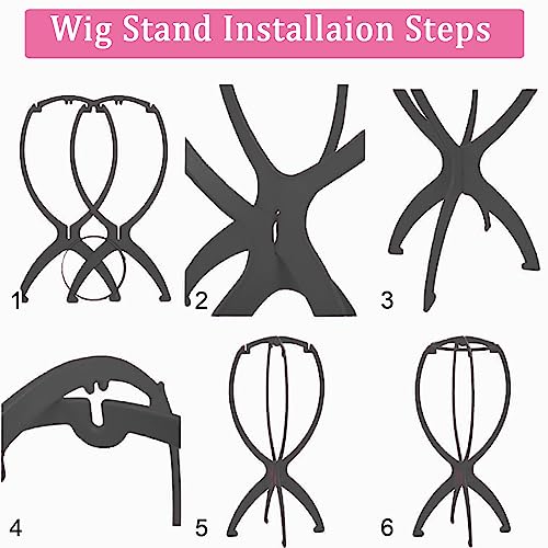 3 Pack Wig Stands for Wigs Wig Head for Long Short Wigs Portable Collapsible Wig Dryer Travel Short Hair Extensions Stands - Image 4