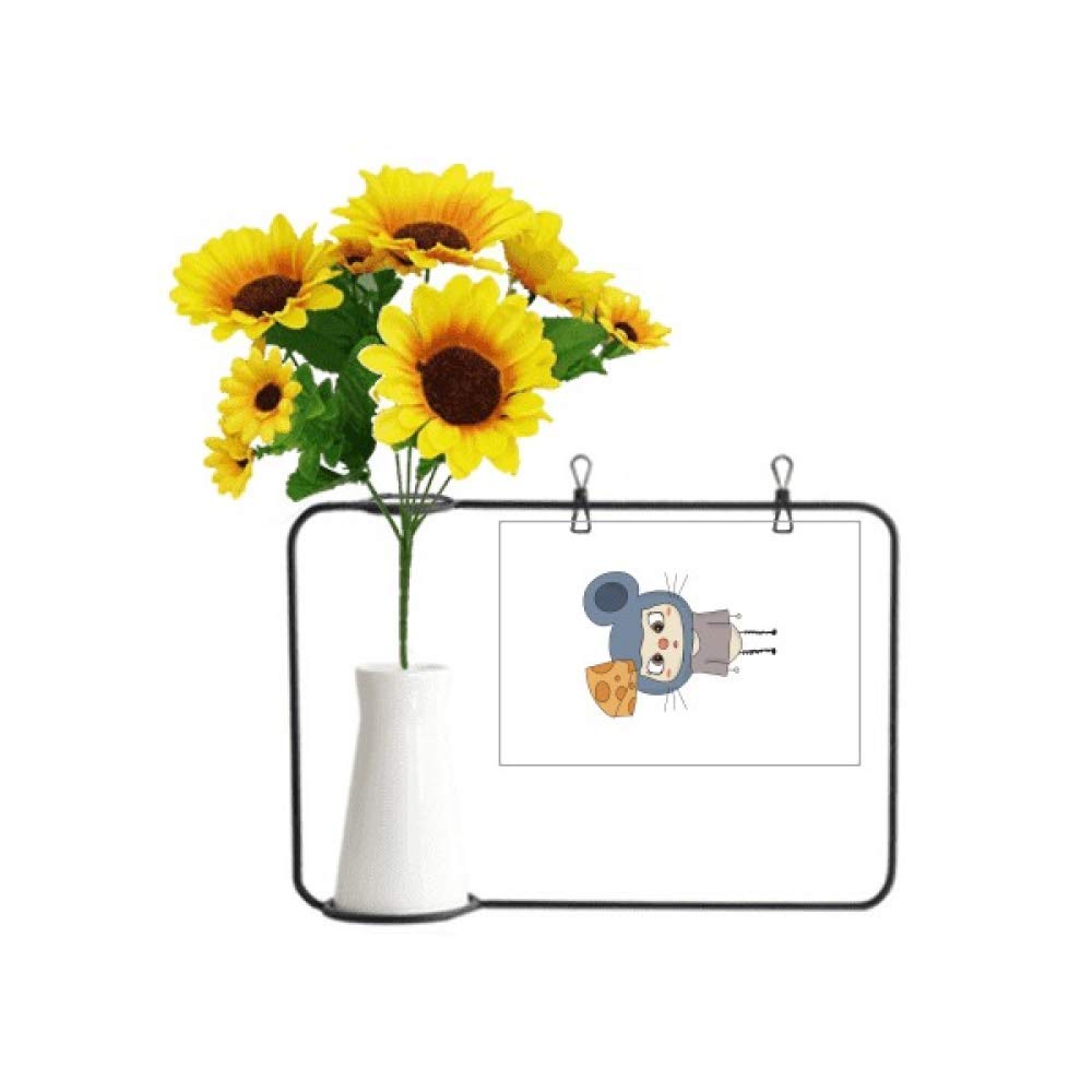 Carte de bénédiction tournesol artificiel et souris : décoration cadeau zen