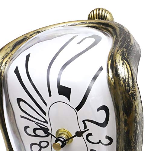 ufengke Vintage Melting Clock Silent Quartz Clocks with Arabic Numerals for Shelf Desk in Living Room Badroom Office 756\"