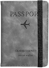 Passport Holder, Passport Covers, PU Leather Document Holder Travel Wallet Case Organiser for Credit Cards, Boarding Passes for Men Women (Gray)