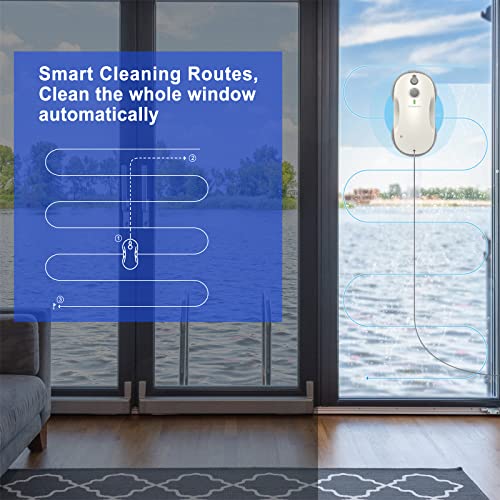 Image of Tosima W3 Window Cleaning Robot - Dual Direction Auto-Spray Smart Window Cleaner with Triple Safety System, Smart Navigation, Remote Control, for All Smooth Surfaces, with 12 Rags, White