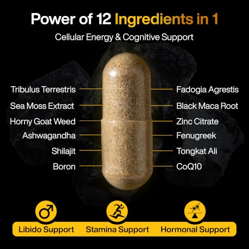 Image of Body C.E.O. 12 in 1 Strength Protocol for Men 1400mg, 120 Veggie Capsules | Shilajit, ashwagandha and Tongkat Ali for energy, stamina and vitality - third party tested, USA made and GMO free formula