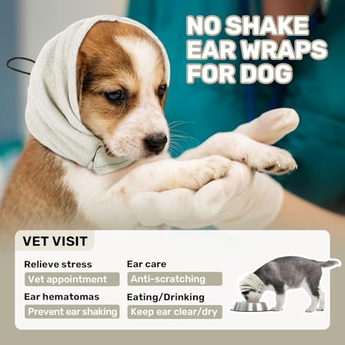 Image of Dog Calming Hoodie, No Shake Ear Wraps for Dogs, Adjustable Dog Ear Muffs for Noise Protection, Ear Wrap Head Cover for Anxiety Relief & Hematoma (Pearl White, S(Head Circle:9.8 inch-14.9 inch))