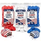 USA Theme Candy Melts Variety Pack, Red White Blue Candy Melting Wafers (6 oz Bags), Great for Cake Pops, Cookies, Chocolate Molds & Patriotic Desserts - Total 18oz