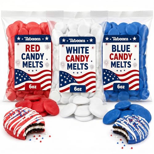 USA Theme Candy Melts Variety Pack Red White Blue Candy Melting Wafers (6 oz Bags) Great for Cake Pops Cookies Chocolate Molds & Patriotic Desserts - Total 18oz