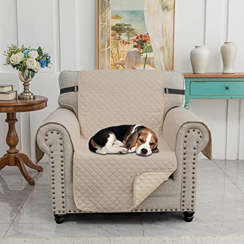 XINEAG Quilted Sofa Covers 1 Seater, Water Resistant Chair Covers for Dogs Pets Non Slip Sofa Slipcovers with Pockets - Image 2