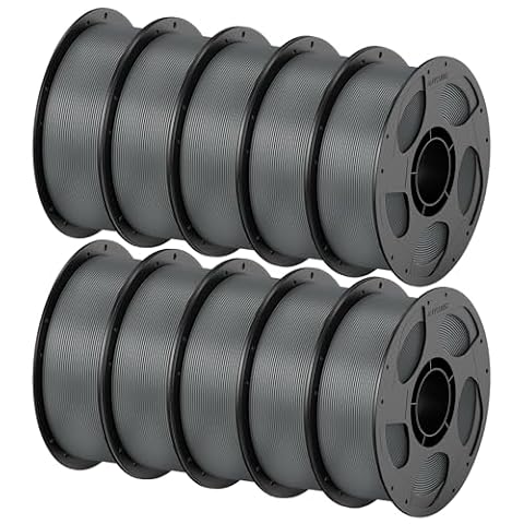 ANYCUBIC PETG Filament Refill 1.75mm, 3D Printer Filament, Dimensional Accuracy +/- 0.02mm, Exceptional Toughness, Print with Most FDM 3D Printers, 10 Pack 1KG Reusable Spool, Texture Grey