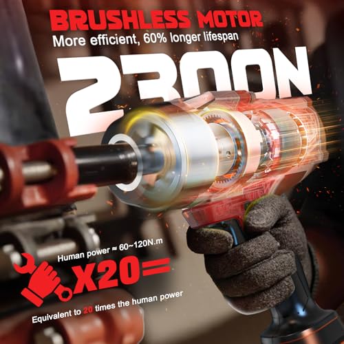 Cordless Impact Wrench 1/2 inch Compatible with Milwaukee 18v Battery, 1700 Ft-lbs High Torque Impact Driver with 6Pcs Sockets & Storage Case, Electric Impact Gun with 4-Speed & LED Light