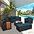 Rattaner Patio Furniture Set 6 Pieces Couch Outdoor Chairs Coffee Table Peacock Blue Anti-Slip Cushions and Waterproof Covers