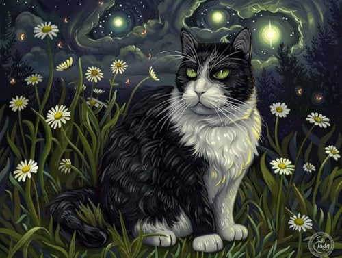 Diamond Painting chat 100x130 cm : kit broderie diamant 5D pour adulte et enfant