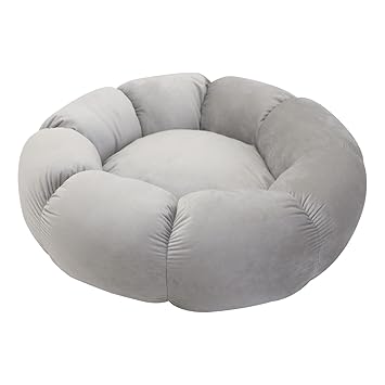 Hiputee Fine Velvet Cat Dog Pet Bed - Soft, Fluffy, Reversible, Washable, Anti Skid Base (Large, Grey)