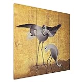 絵画 フレーム装飾画 岩佐勝重 群鶴図屏風 右隻 キャンバスアート アートパネル 壁画 壁掛け 絵 モダンアート 版画 壁飾り ポスター 50x50cm