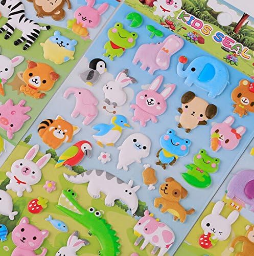 Funcoo 4 Sheets Cute Lovely Puffy DIY Decorative Adhesive Sticker Tape/Kids Craft Scrapbooking Sticker Set for Diary, Album (Cute Animals) - Image 7