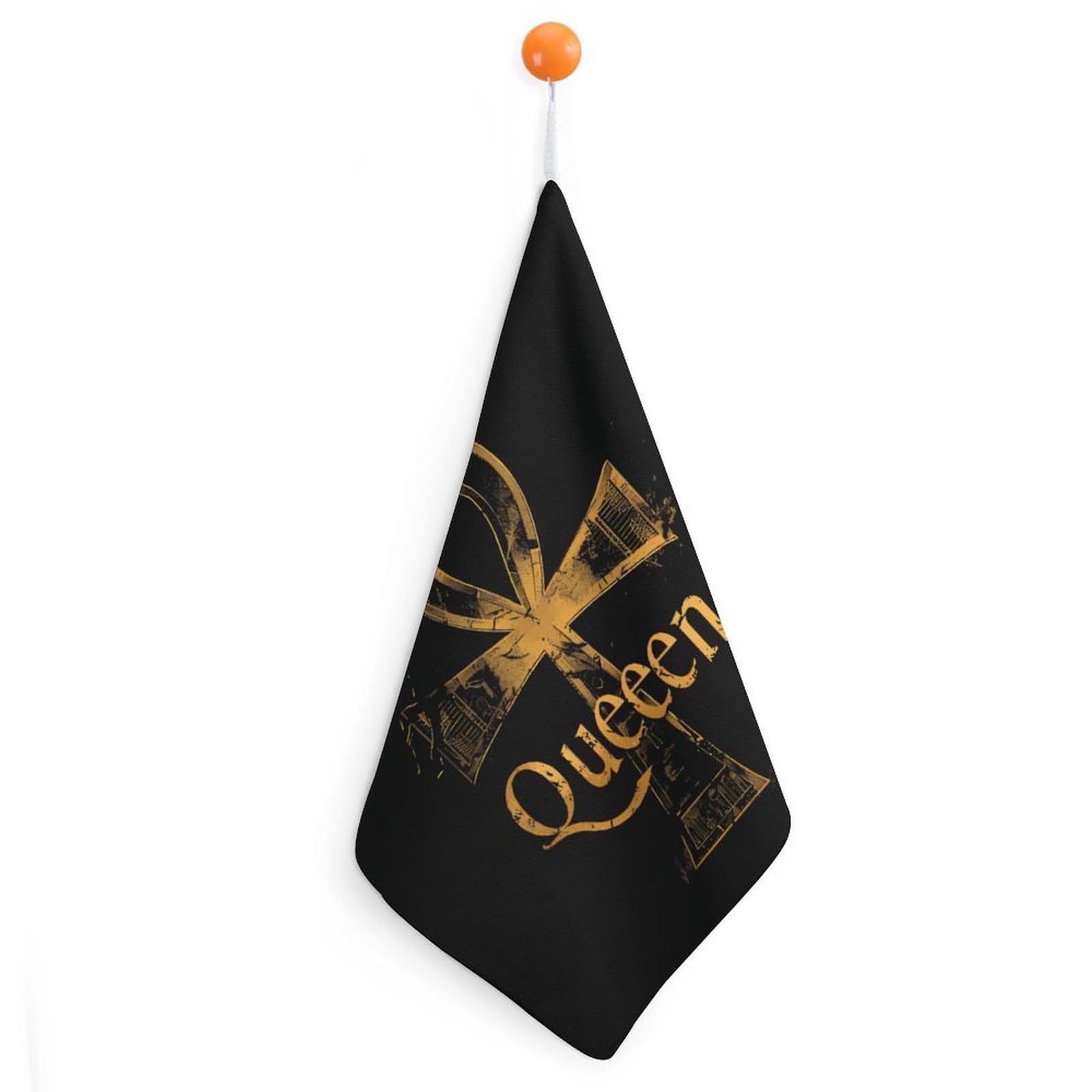 TXFBTRFSA Gold Queen Egyptian Ankh Symbol Hand Towels with Hanging Loop Kitchen Towel Handkerchiefs Cleaning Cloths