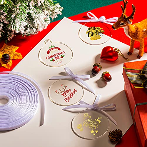 50 Pieces Clear Acrylic Christmas Ornaments Blank Round Christmas Acrylic Ornaments 3 Inch Diy Blank Christmas Ornaments With Ribbon For Christmas Tree Decoration Hanging Decoration Supplies #TOP4