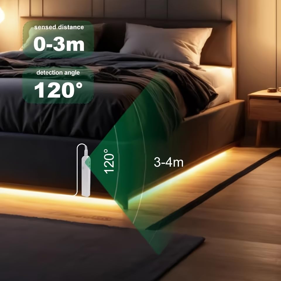 Tira LED con sensor de movimiento 118 pulgadas luz cálida miniatura 6