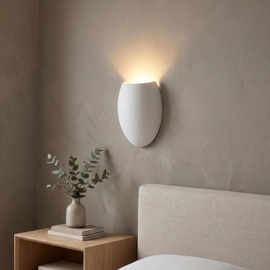 BARCELONA LED Biały Kinkiet Gipsowy G9 Mery 125x100x50mm Mały Nowoczesny Minimalistyczny Skandynawski Malowalny Lampa Ścienna do Salonu Sypialni Hotelu Korytarza Wewnętrzna