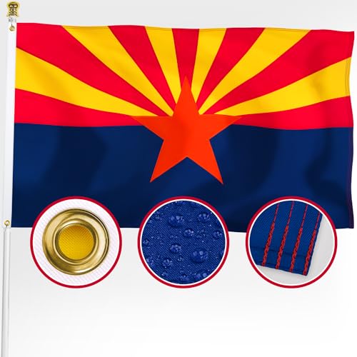 XIFAN Premium Arizona State Flag 3x5 ft Outdoor Double Sided Embroidered Stars Heavy Duty 210D Nylon AZ Flags the Strongest Longest Lasting for Outside with Sewn Stripes/Brass Grommets