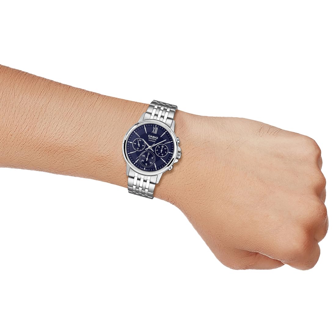 Casio Reloj analógico plateado BMS-300D-2AVDF para hombre (A2541)