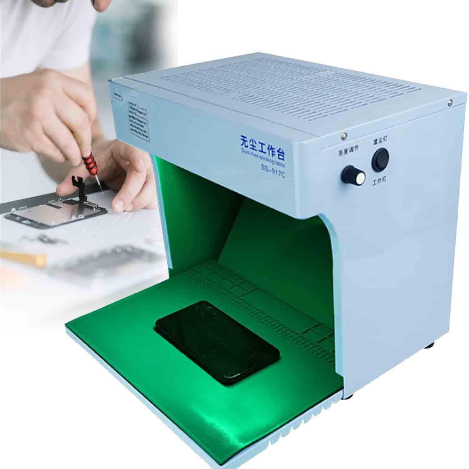 Cabina De Flujo Laminar Vertical, Mini Banco De Trabajo Vertical, Brillo Y Fuerza del Viento Ajustables, con 2 Ventiladores, para Reparación De Pantallas LCD De Teléfonos Móviles.