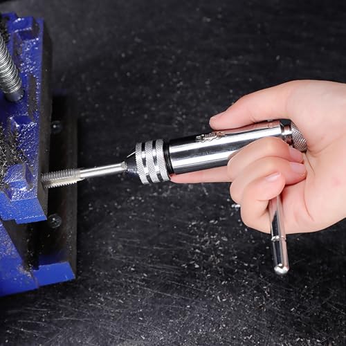Noaxylic 5 Stück Gewindebohrer Set Verstellbarer, M3 M4 M5 M6 M8 mit T Griff Windeisen Ratsche, Handgewindebohrer Gewindeschneider Set, Ratsche Gewindeschneider Halterschlüssel