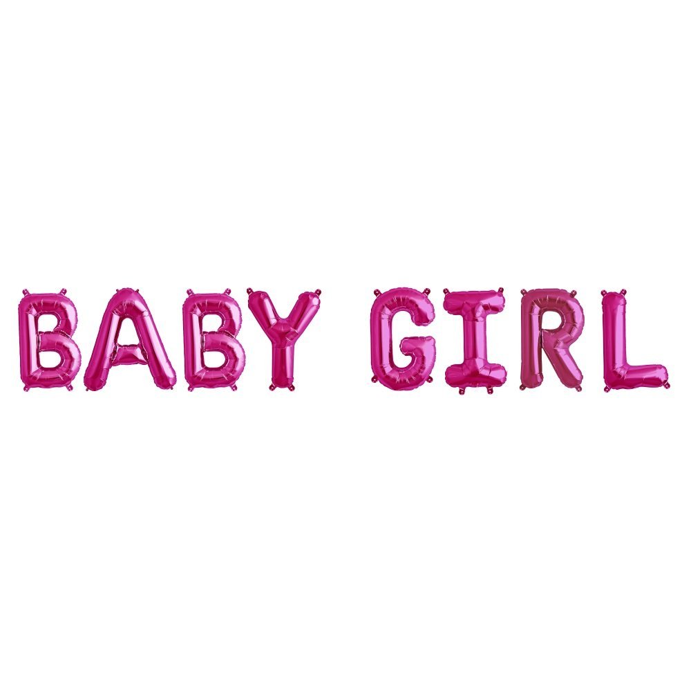 ballonfritz Balloon Baby Girl Lettering in Pink/Pink - XXL Foil Balloons for Air as a Gift for the Birth of a Girl, Baby Shower Party Decoration or Surprise