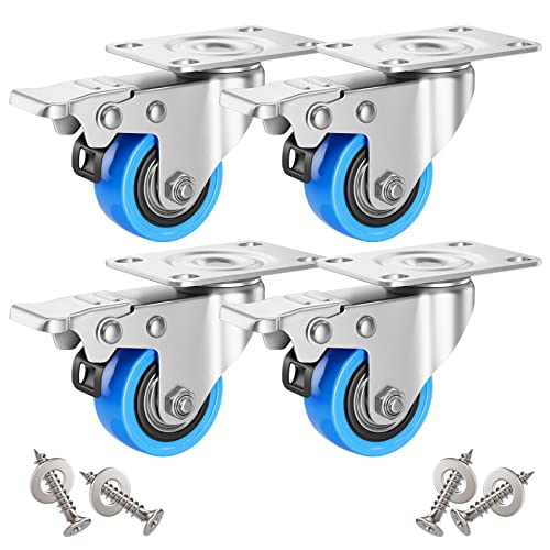 Asibaade 4PCS Lenkrollen 50mm Transportrollen Möbelrollen mit Bremsem 360° Drehung bis 200KG Tragbarkeit für Möbeltransport & Industrietransport