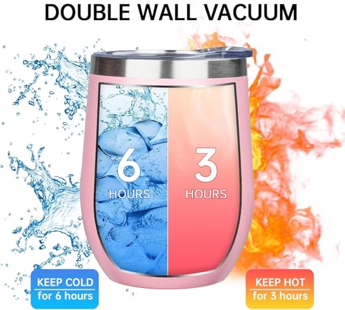 Wine Tumbler with Straw and Lid Set of 2, 12 oz Stainless Steel Stemless Wine Glasses, Double Wall Vacuum Insulated Travel Tumbler Cup for Coffee, Wine, Cocktails, Ice Cream by ASKMUSE - Used condition - Image 8