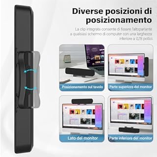 ADELGO Altoparlanti PC, Casse PC Usb per Desktop, Laptop, Altoparlante Speakers Soundbar Portatile con Design a Clip per Monitor, Plug and Play