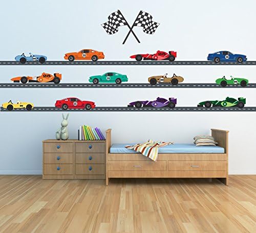 Race Car Wall Stickers REUSABLE Eco-friendly, Non-toxic Decals