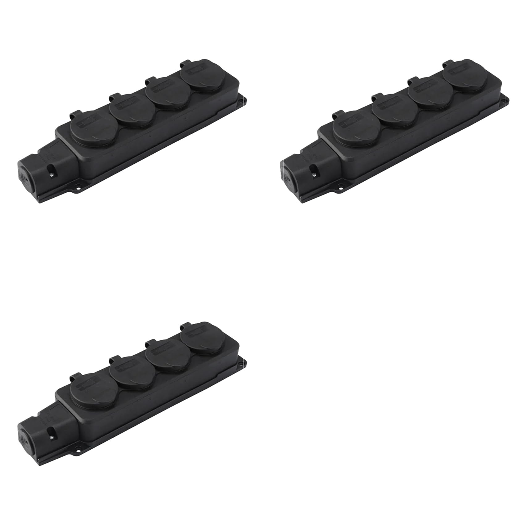 Jnchdghwa 3X European Standard German Plug Plate with Cover Ip54 Waterproof Socket Plug Plate 4 Position Rubber Plug Plate