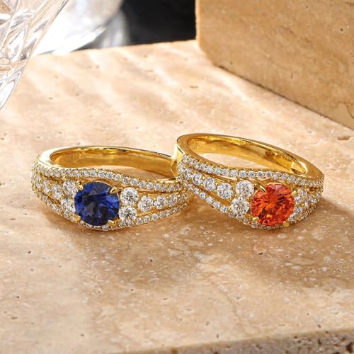 10K 14K 18K Gold Gemstone Engagement Rings for Women with Moissanites/Diamonds 1 Carat Round Birthstone Promise Anniversary Ring Size 3-163